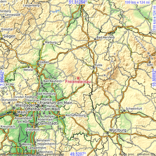 Topographic map of Freiensteinau