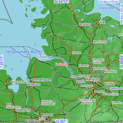 Topographic map of Freiburg