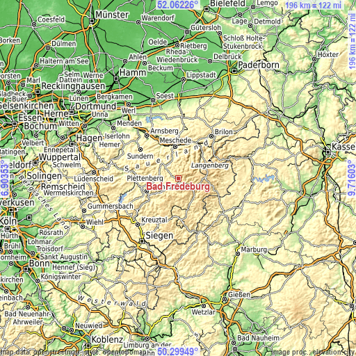 Topographic map of Bad Fredeburg