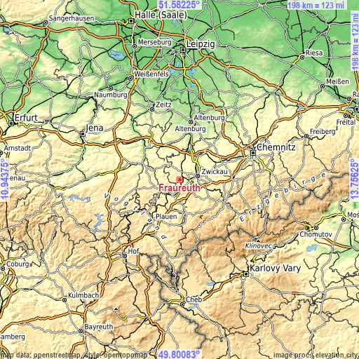 Topographic map of Fraureuth