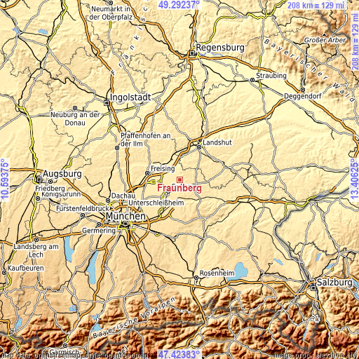 Topographic map of Fraunberg