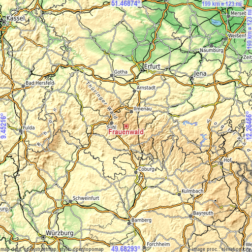 Topographic map of Frauenwald