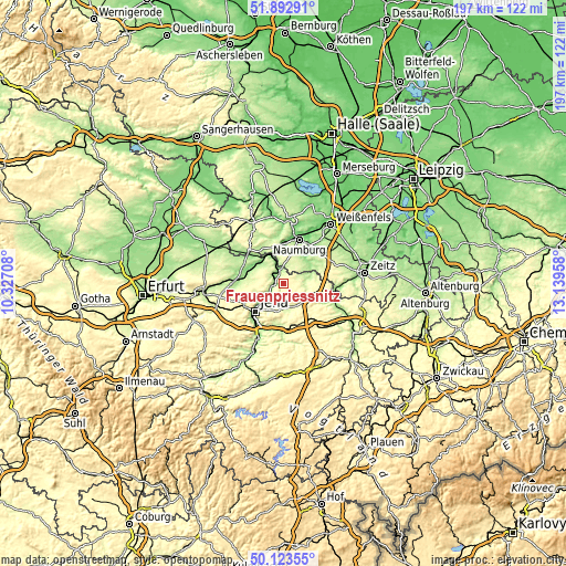 Topographic map of Frauenprießnitz
