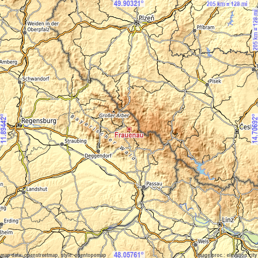 Topographic map of Frauenau