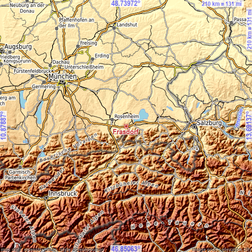 Topographic map of Frasdorf