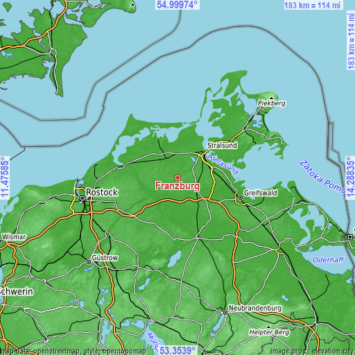 Topographic map of Franzburg