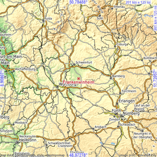 Topographic map of Frankenwinheim