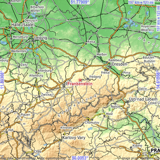 Topographic map of Frankenstein