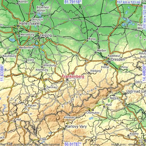 Topographic map of Frankenberg