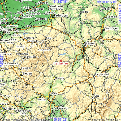 Topographic map of Frankenau