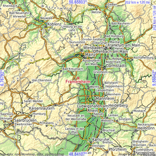 Topographic map of Framersheim