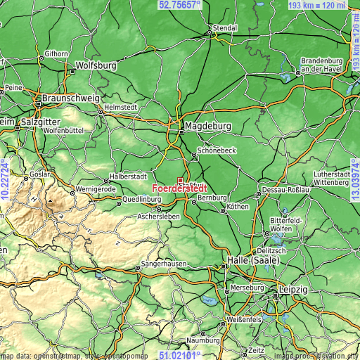 Topographic map of Förderstedt