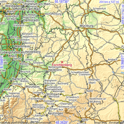 Topographic map of Forchtenberg