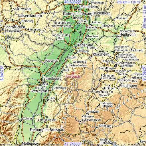 Topographic map of Forbach