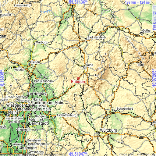 Topographic map of Flieden