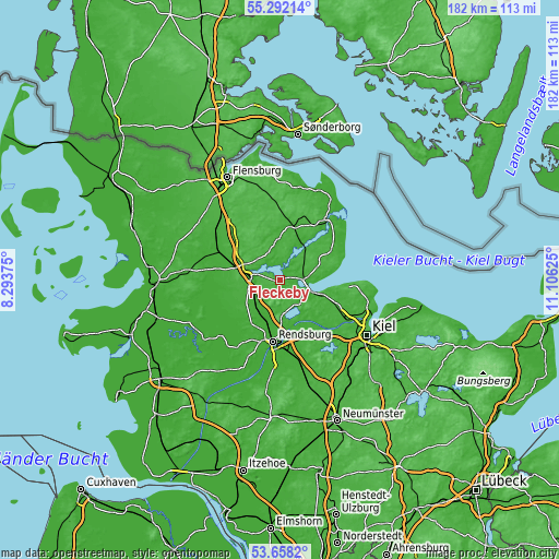 Topographic map of Fleckeby