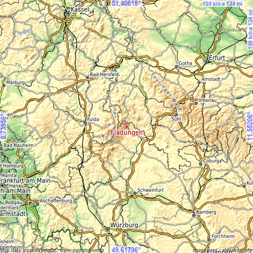 Topographic map of Fladungen