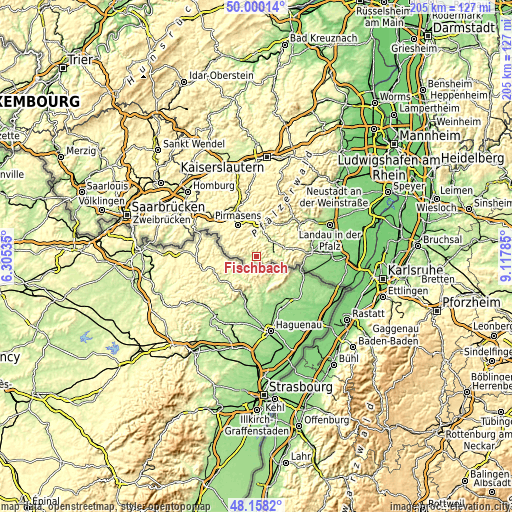 Topographic map of Fischbach