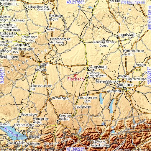 Topographic map of Fischach