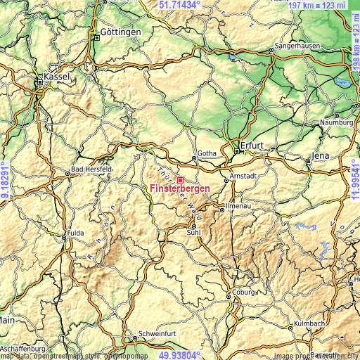 Topographic map of Finsterbergen