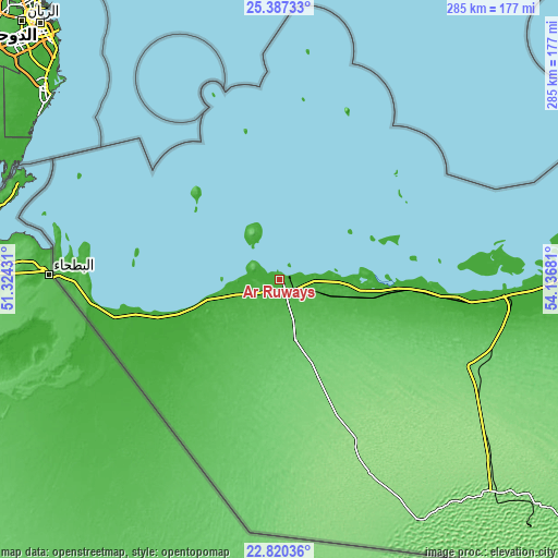 Topographic map of Ar Ruways