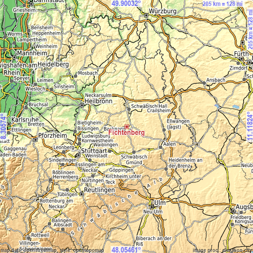 Topographic map of Fichtenberg