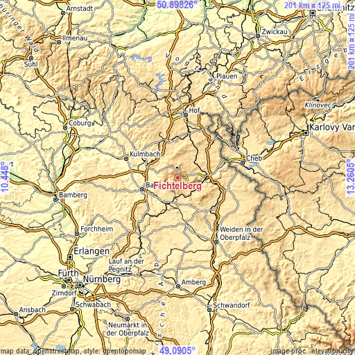 Topographic map of Fichtelberg