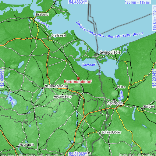 Topographic map of Ferdinandshof