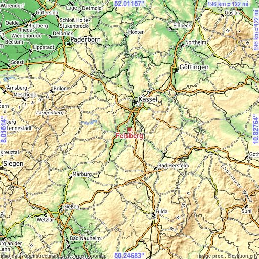Topographic map of Felsberg