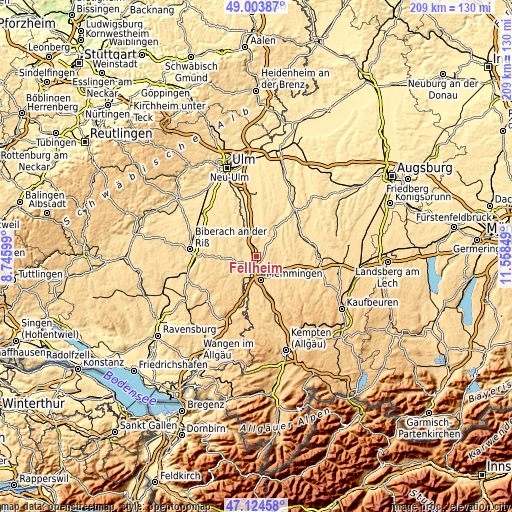 Topographic map of Fellheim