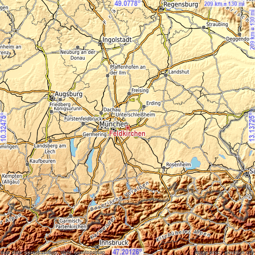 Topographic map of Feldkirchen