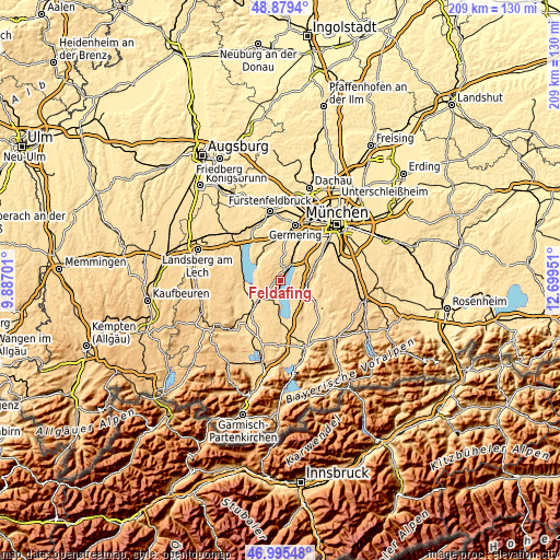 Topographic map of Feldafing