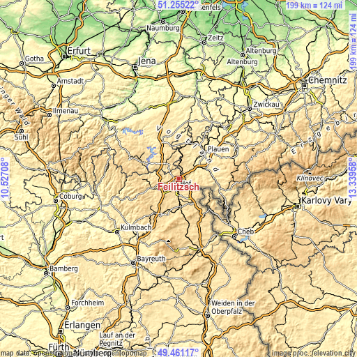Topographic map of Feilitzsch