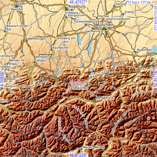 Topographic map of Farchant