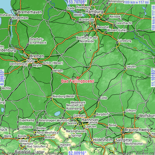 Topographic map of Bad Fallingbostel