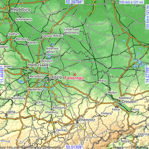 Topographic map of Falkenhain