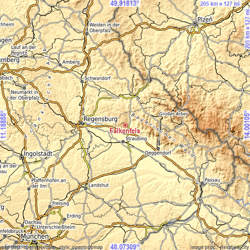 Topographic map of Falkenfels