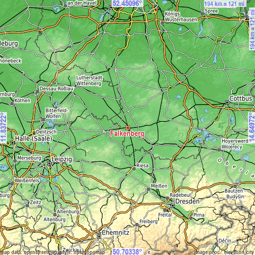 Topographic map of Falkenberg