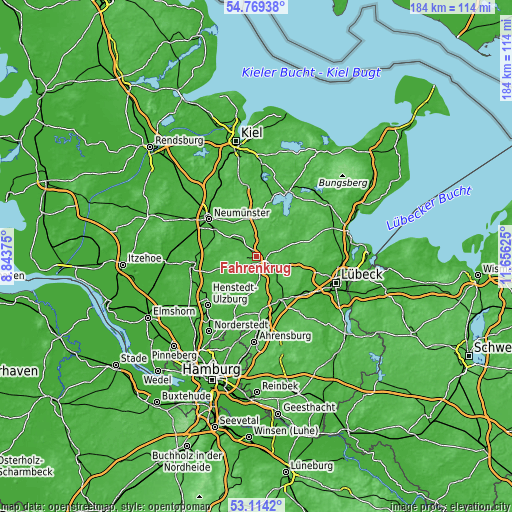 Topographic map of Fahrenkrug