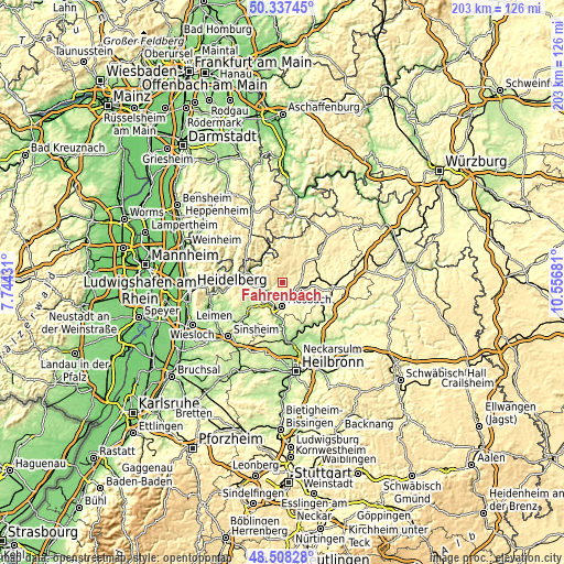 Topographic map of Fahrenbach