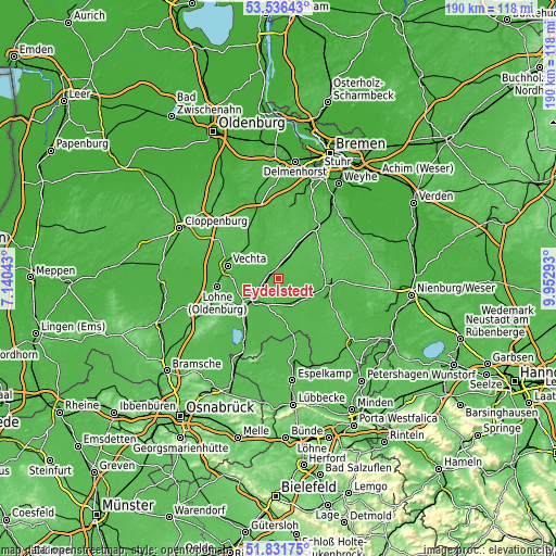 Topographic map of Eydelstedt