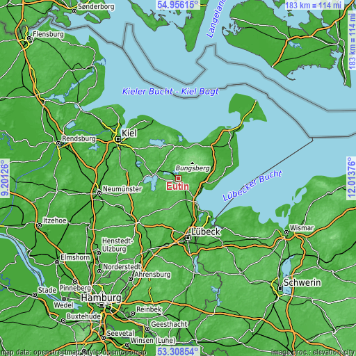 Topographic map of Eutin