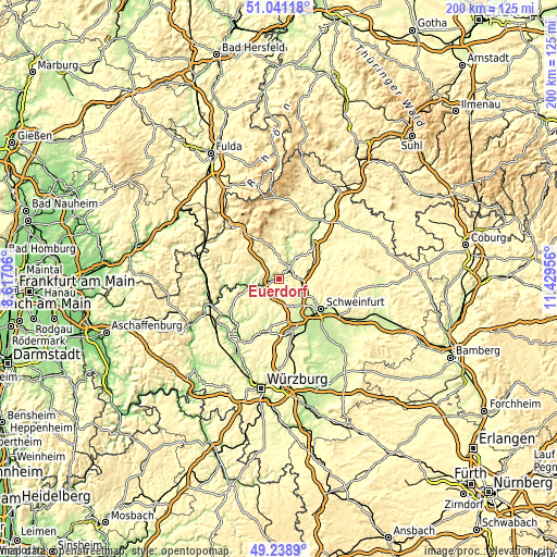 Topographic map of Euerdorf