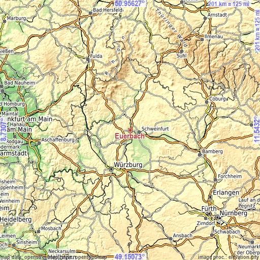 Topographic map of Euerbach