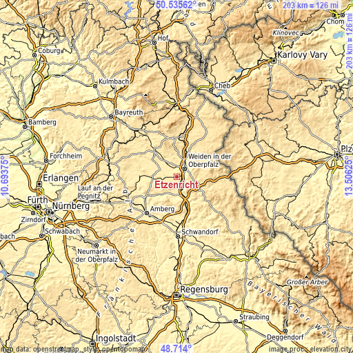 Topographic map of Etzenricht