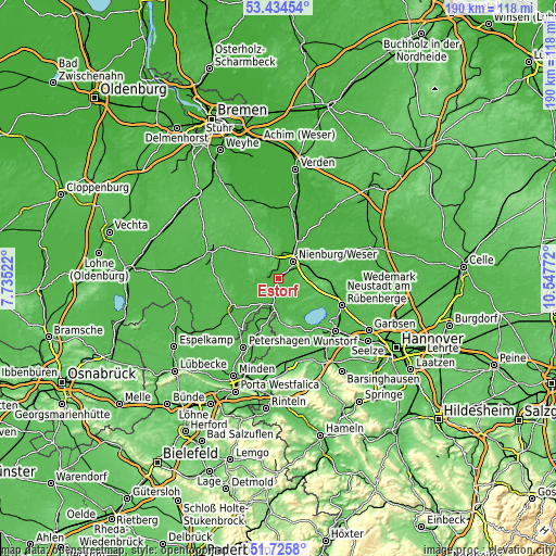 Topographic map of Estorf