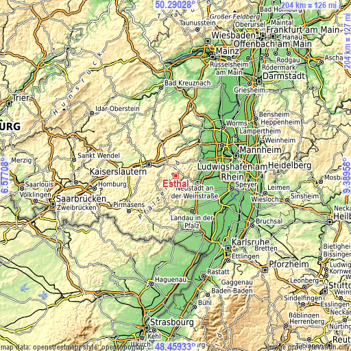 Topographic map of Esthal