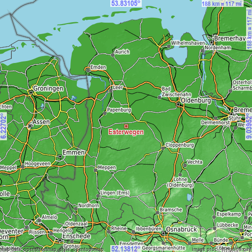 Topographic map of Esterwegen