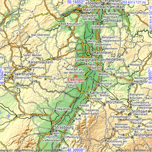 Topographic map of Essingen