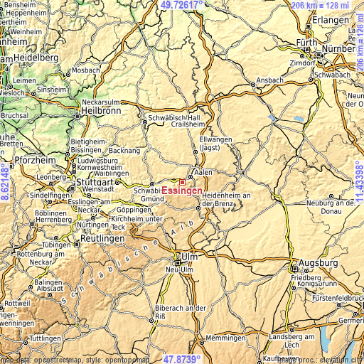 Topographic map of Essingen